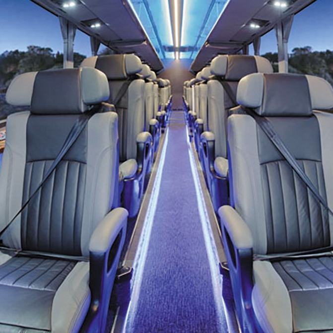 Interior of Grand Pacific Tours' Ultimate Small Group Luxury Coach