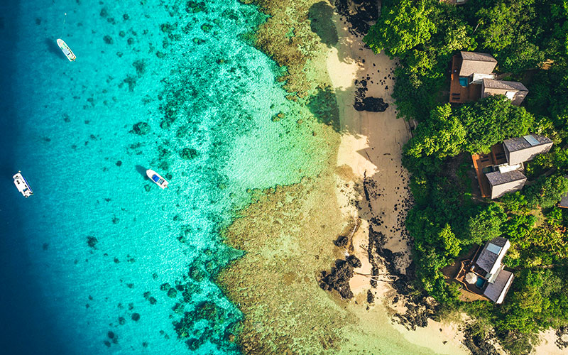 Aerial Beach View of Royal Davui Resort Fiji