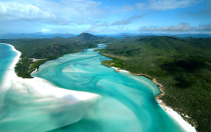 Aerial View of Hill Inlet at Whitehaven Beach