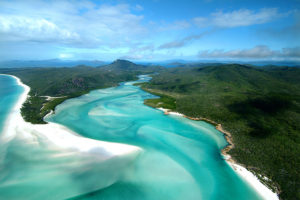 Aerial View of Hill Inlet at Whitehaven Beach
