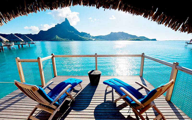 View of Mt Otemanu from an Overwater Bungalow at Le Meridien Bora Bora