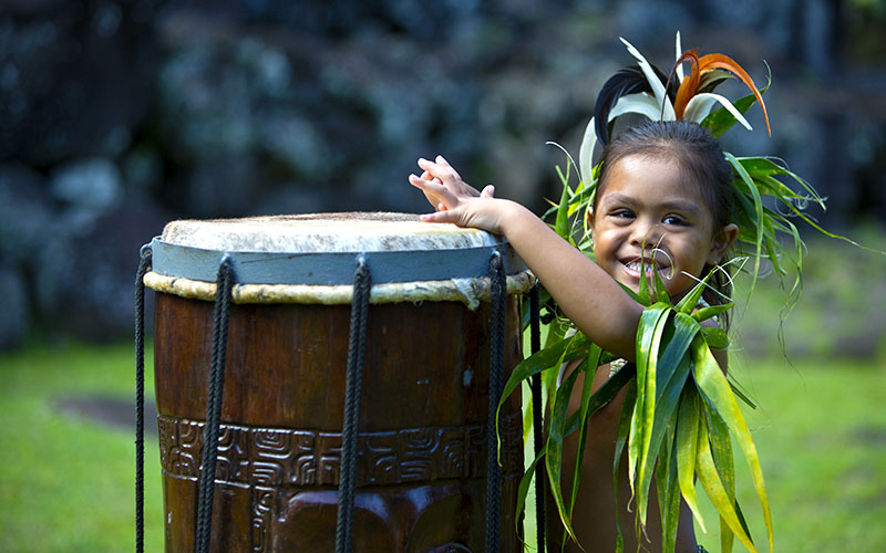 Local Child in Traditional Clothing on Hiva Oa Island