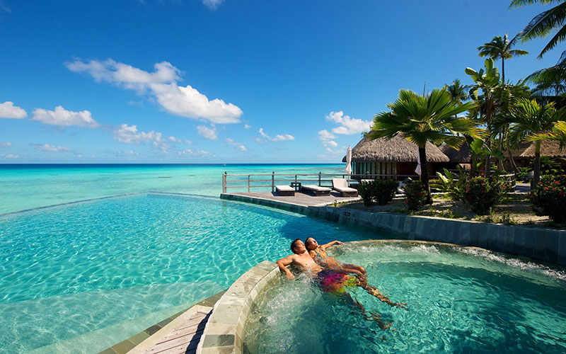 Soaking in the Pool at Hotel Kia Ora, Rangiroa - Tuamotu Islands