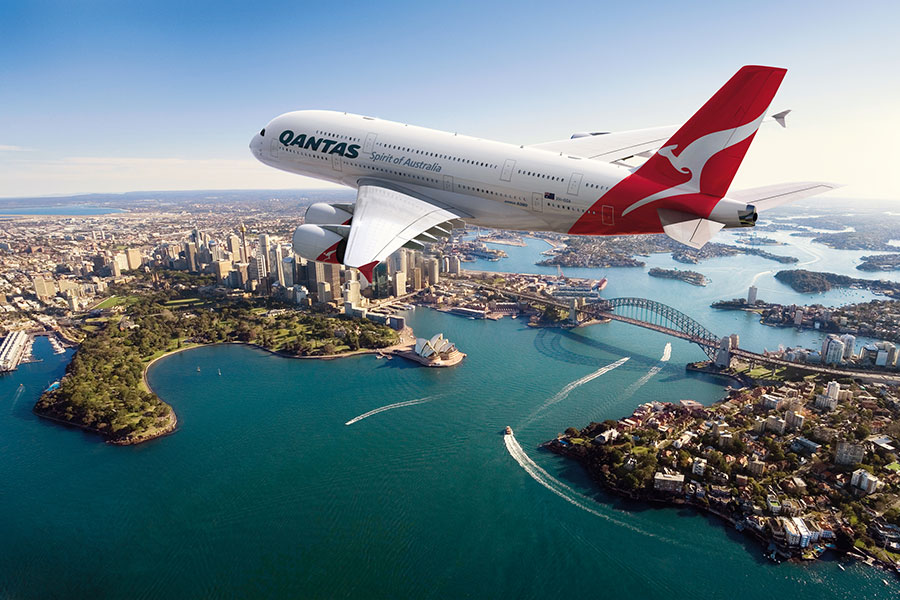 Qantas Plane Over Sydney - Book Your Trip to Australia