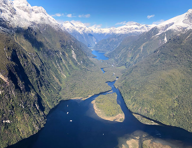 Views of Milford Sound from a Helicopter